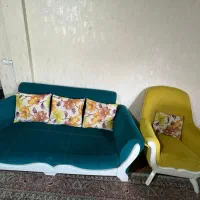 مبل هفت نفره شرکتی سالم و تمیز بهمراه دو عدد لوستر|مبلمان خانگی و میز عسلی|رشت, کاکتوس|دیوار