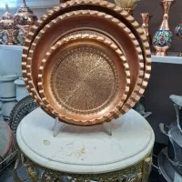 سینی گرد مسی  رلت خوری مسی قلم زنی