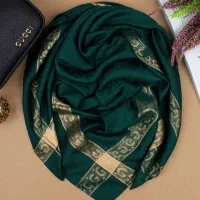 روسری ابریشم ژاکارد دور طلایی|لباس|رامهرمز, |دیوار