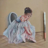 نقاشی چهره سیاه قلم و رنگی|تابلو، نقاشی، عکس|کرمان, |دیوار