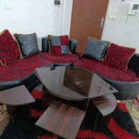 مبل نیمدایره ای مخمل وچرم|مبلمان خانگی و میز عسلی|تهران, والفجر (افسریه)|دیوار