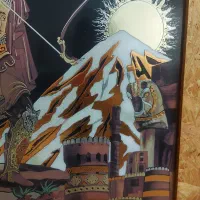 تابلو زیبا با قاب چوب اصل کار شده با مس