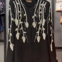 مانتو مجلسی،مانتو کرپ مرویجت،مشکی،کارشده و شیک