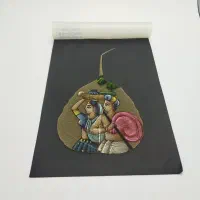 نقاشی رنگ روغن روی برگ انجیر معابد