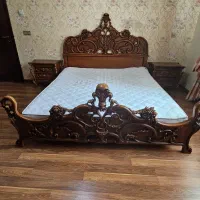 تخت سلطنتی چوب گردو با آینه، دراور و تشک رایگان|تخت و سرویس خواب|تهران, چیذر|دیوار