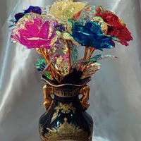 *پخش عمده گل رز طلایی در ۶ رنگ*|گل مصنوعی|قرچک, |دیوار