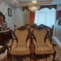 ۲ عدد لوستر ۱۲ شعله کریستالی رنگ آنتیک