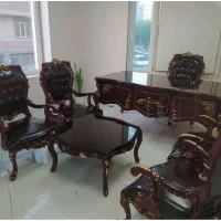 مبلمان اداری چوب و چرم شل پوست ماری|دفتر کار|قزوین, |دیوار