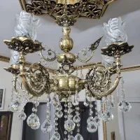 ۴ عدد لوستر ۵ شاخه تمام برنج|لوستر و چراغ آویز|تهران, نیروی هوایی (پیروزی)|دیوار