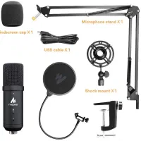 میکروفون حرفه‌ای بهمراه استند و بادگیر حرفه‌ای