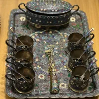 سینی مینا کاری. نقره.  قاجاری|کلکسیون اشیاء عتیقه|تهران, زعفرانیه|دیوار