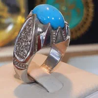 انگشتر نقره با سنگ فیروزه نیشابور