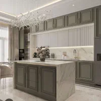 کابینت آماده آشپزخانه نئوکلاسیک مدل پله ای