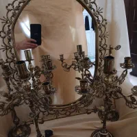 آیینه و شمعدان برنز