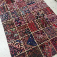 فرش دستباف کلاژ چهلتکه گلی