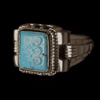 انگشتر فیروزه نیشابوری رنگ محک (حکاکی قاجاری)