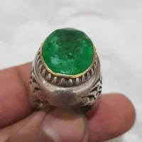 آگاهی ۲تا انگشتر دستساز زمرد کلمبیا و یشم جید
