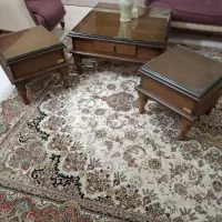 میز جلو مبلی چوبی قهوه ای