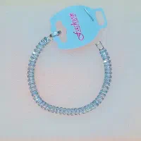 دستبند فول نگین نقره ای استیل آبکاری شده رنگ ثابت