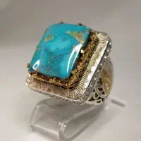 انگشتر فیروزه نیشابور رگه طلایی