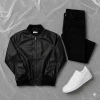 کاپشن چرم مردانه مدل Rehan/ضدباد، مناسب سرما