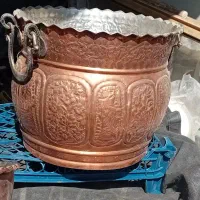 گلدان مس قدیمی قلمکاری کاردست