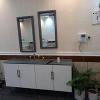 میزتلویزیون بااینه کنسول سفیدطوسی