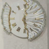 ساعت دیواری طرح سلین مدل ماربل سفید طلایی