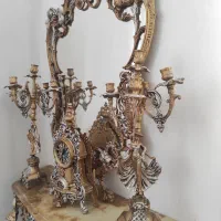 آینه شمعدان همراه میز کنسول و ساعت