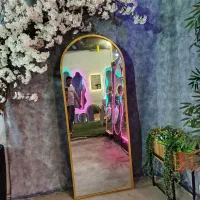آینه قدی گنبدی با قاب فلزی و رنگ‌بندی متنوع|آینه|قم, قلعه کامکار|دیوار