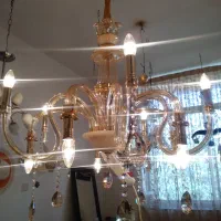 لوستر ده شاخه کریستال شامپاینی با دیوارکوب|لوستر و چراغ آویز|ساری, |دیوار