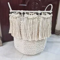 سبد خمره ای بزرگ مکرومه