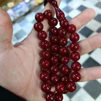 تسبیح کهربا رنگ قرمز شرابی تراش گرد|بدلیجات|ارومیه, |دیوار