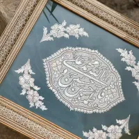 تابلو تذهیب سنتی با قاب خاتم‌کاری اصیل اصفهان