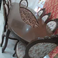 ناهارخوری هشت نفره چوب گردو تمام منبت|میز و صندلی غذاخوری|سنندج, |دیوار