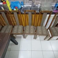 شش عدد صندلی ناهارخوری چوب و پارچه