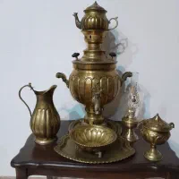 سماورذغالی برنجی ۶لیتری بامهرروس