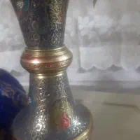 گلدان برنجی قلمکاری عطیقه|کلکسیون اشیاء عتیقه|ساوه, |دیوار