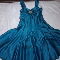 پیراهن مجلسی پرنسسی رنگ آبی فیروزه ای