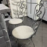 چهار عدد صندلی فرفوژه طوسی