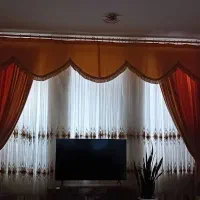 پرده حریر طرح دار