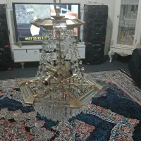 دو عدد لوستر برنزی کریستال