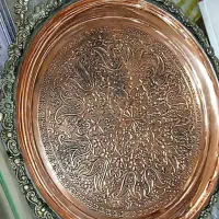 سینی مسی طرح دوران پهلوی|کلکسیون اشیاء عتیقه|زنجان, |دیوار