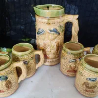 پارچ ولیوان  سفالی