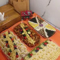 غذای مجلسی،فینگرفود الویه،رولت مرغ،کشک بادمجان دسر