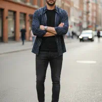 پیراهن مردانه مدل نیل راه‌راه سنگشور