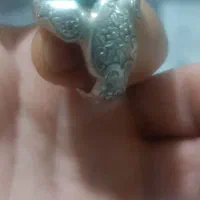 انگشتر نقره فیروزه کار دست قلم سیاه