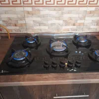 گاز رومیزی ۵ شعله شیشه ای اخوان