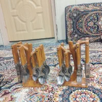 فروش دودستە قاشق وچنگال چوبی12نفرە 48 تیکە|ظروف سرو و پذیرایی|مریوان, |دیوار