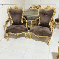 مبلمان ۹ سلطنتی خورشیدی همرا با عسلی ورق طلا